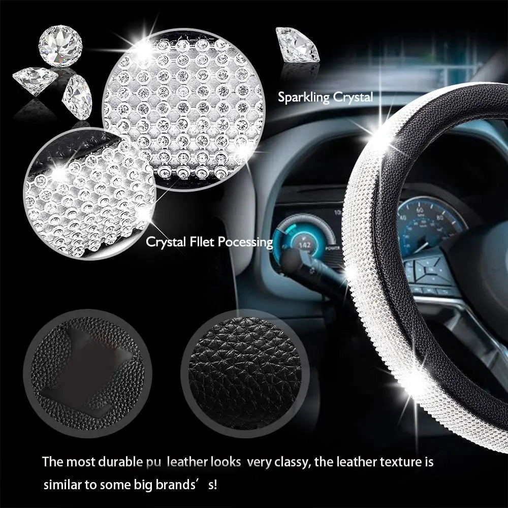 Bedazzled Bling Bling Diamond Rhinestones Car Steering Wheel Cover