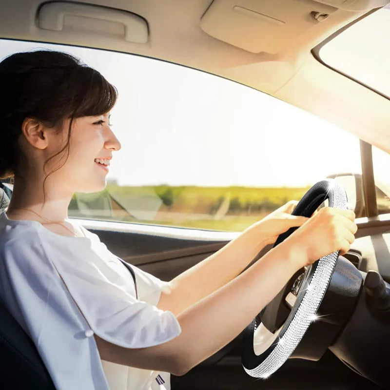 Bedazzled Bling Bling Diamond Rhinestones Car Steering Wheel Cover