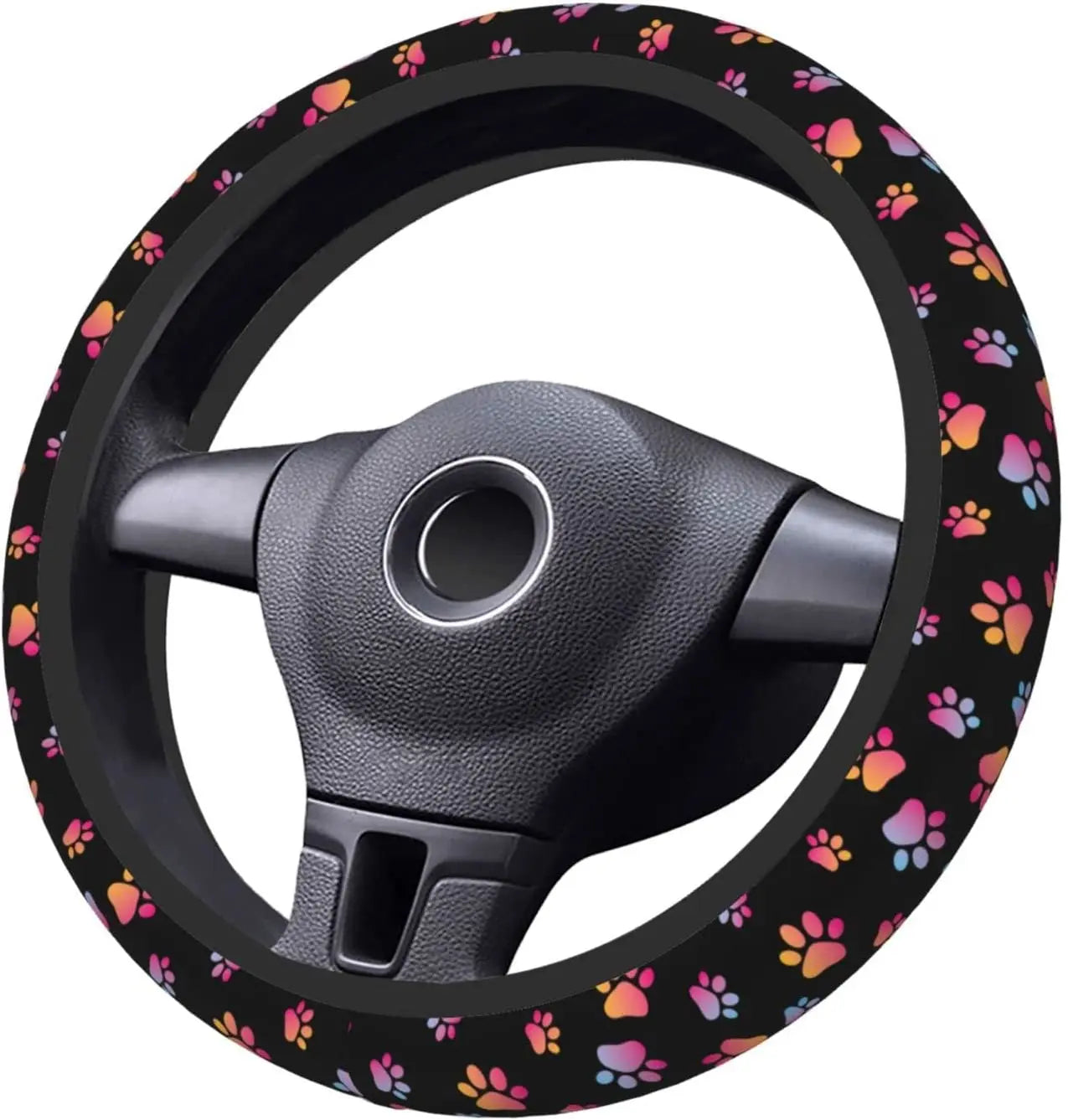 Paw Print Steering Wheel Cover Universal Fit