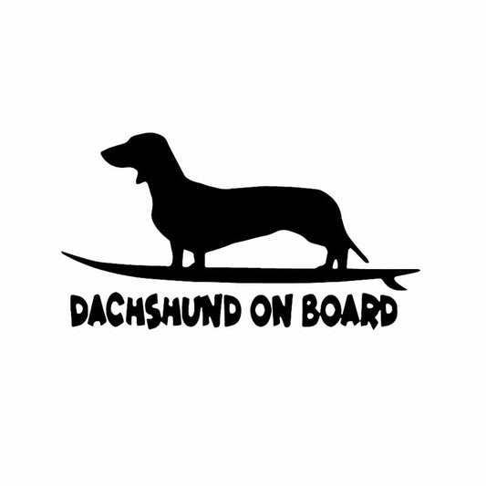 Dawasaru Funny Dog Car Sticker Dachshund on Board Decal Laptop Truck Motorcycle Auto Accessories Decoration PVC,16cm*8cm
