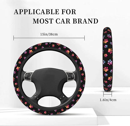 Paw Print Steering Wheel Cover Universal Fit