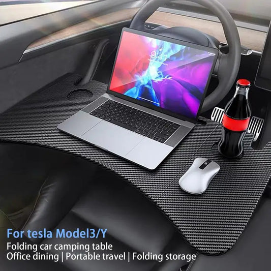 Food Tray Table For Tesla Model 3 Model Y Folding Car Steering Wheel Board Laptop Foldable Desk Mount Eating Drinks Tray Holder