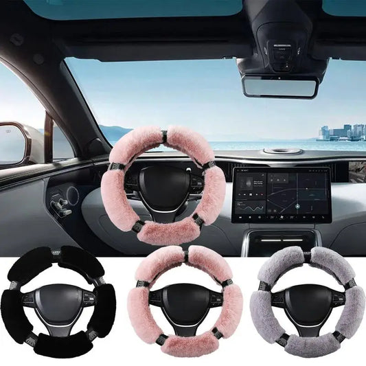 Fuzzy Steering Wheel Cover Anti Slip Comforting & Luxurious Fluffy Soft Protector Auto Styling Car Interior Accessories