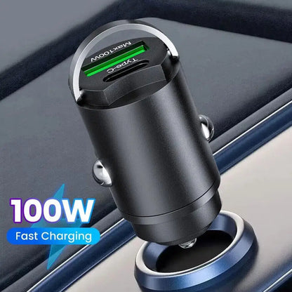 Olaf Pull 100W PD+QC Fast Charging Mini Car Charger USB C Car Phone Charger Adapter For iPhone 13 12 Samsung D9X5
