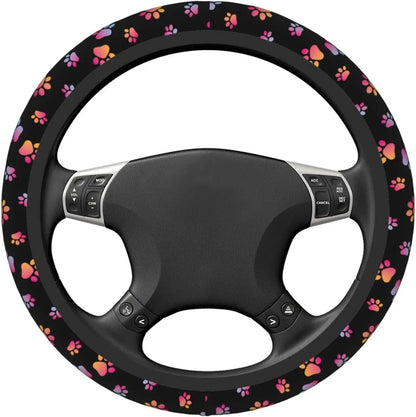 Paw Print Steering Wheel Cover Universal Fit