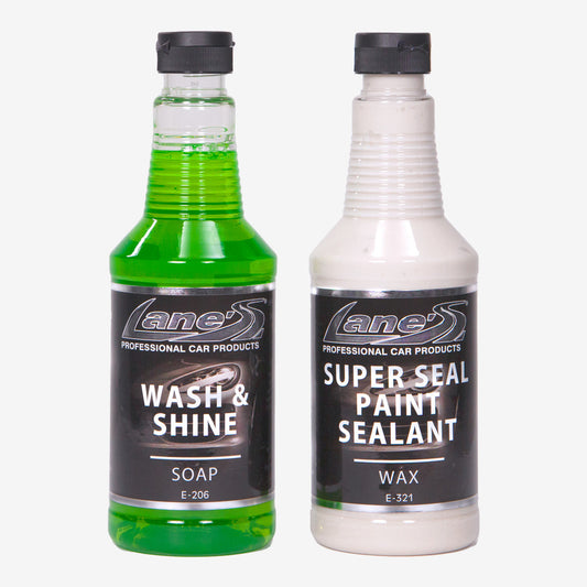 Automotive Car Wash Soap & Paint Sealant Sealer Wax Kit-16oz
