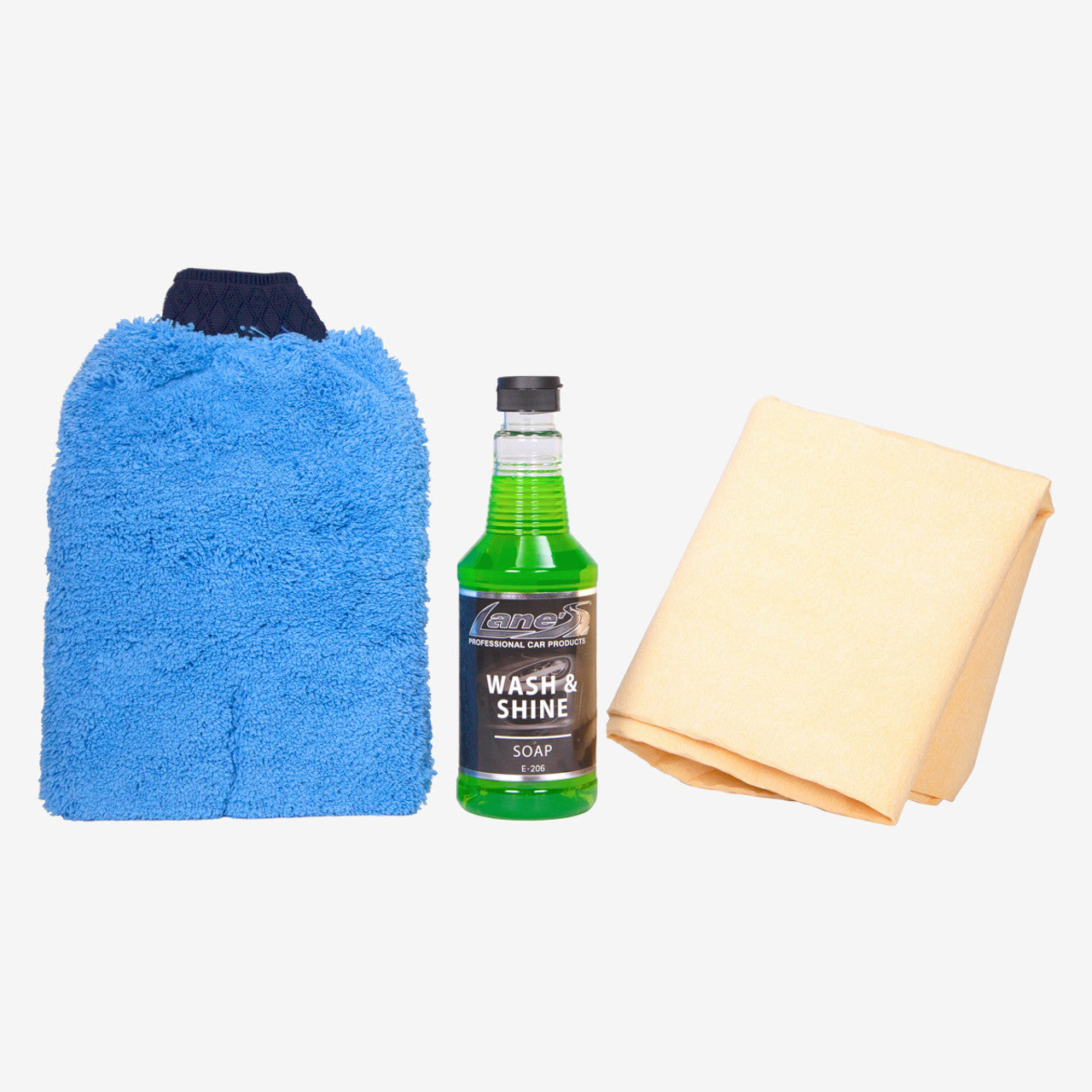 Automotive Car Wash Soap, Chamois & Wash Mitt Kit-16oz